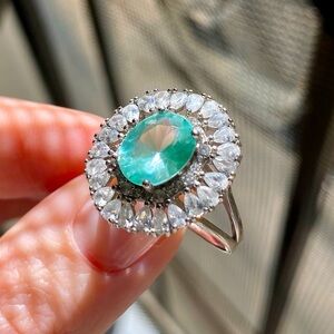 Aqua Blue Silver Ring